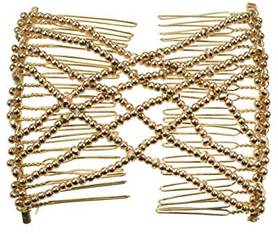 Magic Beads Double Women Stretchy Hair Combs Clips (61 - Rose Gold)