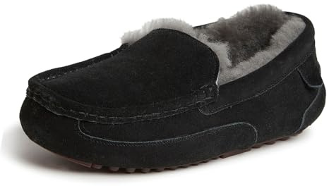 Fireside by Dearfoams mens Fireside Dearfoams Melbourne Shearling Moccasin Slipper, Black, 13 Wide US