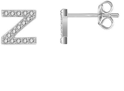 AoedeJ Initial Ohrringe für Mädchen 925 Sterling Silber Zirkonia Frauen Initial Alphabet Buchstabe Ohrstecker Hypoallergen (Z)