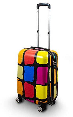 Motiv Koffer Patches Karo Handgepäck Reisekoffer 4 Rollen Trolley 58 cm Bowatex