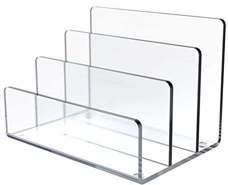 Jucoan Transparenter Acryl-Aktenhalter, 3 Abschnitte, vertikaler Schreibtisch-Organizer, 22,9 x 16,5 x 16,5 cm, Büro-Aktenordner, Ständer für Dokumente, Briefbücher
