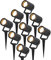 HOFTRONIC - 9er Spikey LED Strahler mit Erdspieß 4 Watt 345lm 2700K Schwarz IP64 Wasserdicht Außenlampe für die Beleuchtung von Garten, Terrasse, Pflanzen, Wegen, Teich Außen-Strahler Gartenstrahler