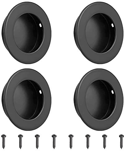 Morobor Lot de 4 poignées de porte coulissante rondes encastrées en acier inoxydable 304-51 mm