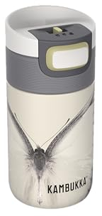KAMBUKKA Gourde Isotherme (300ml) - Thermos Etanche: Technologie Snapclean® - Idéal pour Boissons Chaudes et Froides - Fond Antidérapant - Acier Inoxydable - Modèle ETNA Yellow Butterfly