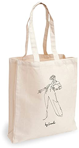 Loxato Stoffbeutel Bedruckt - Stofftasche - Baumwolltasche Bedruckt 100% B35 x H42 x T8 cm - Tragetasche Canvas-Stoff 220 g/m2 - Jutebeutel - Einkaufstasche Lange Henkel 70cm - Einkaufsbeutel