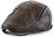 Ueither Herren Verstellbare Schiebermütze PU Leder Flatcap Newsboy Cap Schirmmütze (Dunkler Kaffee)