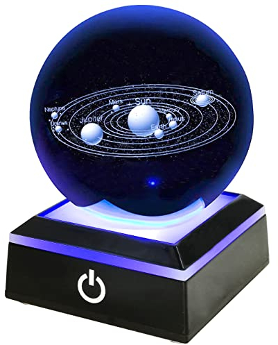 K9 Sonnensystem Kristallkugel 70mm 2.8 Sonnensystem Briefbeschwerer Kosmisches Modell mit dem Namen, Geeignet für Schreibtisch Dekoration Wohnkultur, Geschenke für Freunde
