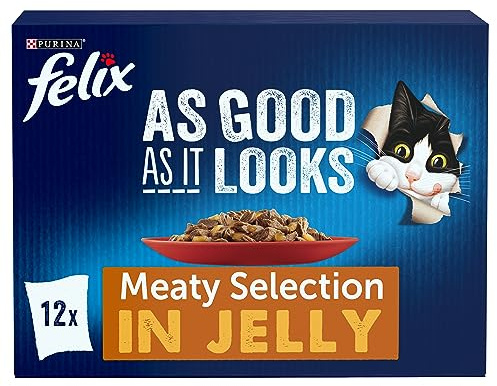 FELIX As Good As it Looks Meaty Selection in Jelly Wet Cat Food 12x100g (Pack of 4)