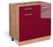 Vicco Küchenunterschrank R-Line, Bordeaux Hochglanz/Goldkraft Eiche, 80 cm ohne Arbeitsplatte