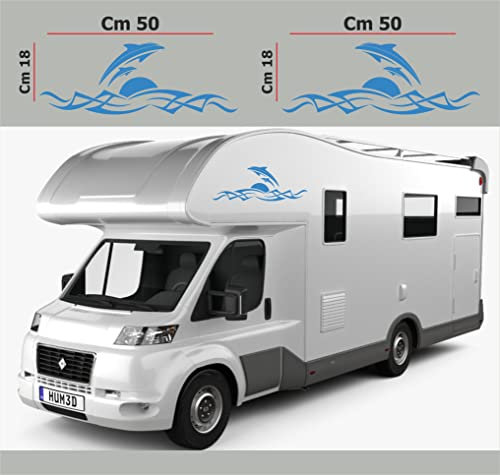 DualColorStampe Adesivi per Camper Compatibili con Adria Arca Bürstner Carthago Chausson Elnagh Mclouis Caravan Motorhome roulotte COD.0207(blu 53)