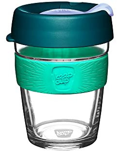 KeepCup Brew, Reusable Coffee Cup - Tempered Glass and Splashproof Sipper Lid, Medium 12oz/340ml - Eventide