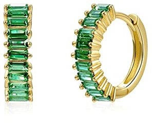 Ayoiow Creolen Damen Ohrringe, Ohrringe Silber 925 Mädchen mit Grün Zirkonia Ohrringe Gold Ohrschmuck Damen