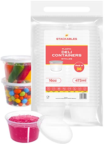 STACKABLES Premium 36-Piece Food Storage Container Set - Reusable, Leakproof, and Microwave/Freezer Safe 16oz (473ml) Plastic Containers with Lids - Ideal for Meal Prep and Easy Kitchen Organization