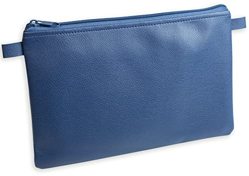 effektivo Banktasche mit Reißverschluss, Kunstleder blau, 27 x 17 cm, passend für Dokumente bis DIN A5