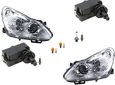 Johns, Scheinwerfer passend für Opel Corsa D 07/06-12/10 Leuchtmitt. Li Re + Stellmotor