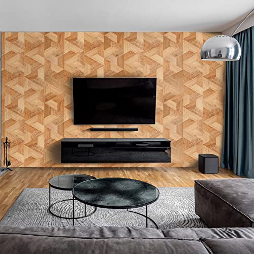dedeco Panneau mural de salon - Motif bois V4 - 250 x 100 cm - Imperméable - Robuste - Revêtement mural en verre acrylique 3D - Aspect verre