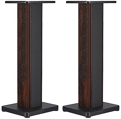 sourcing map Wood Grain Speaker Stands 1 Pair 27.6 Inch (70cm) Universal Floor Speaker Stand Hollowed Stands Enhanced Audio Listening for Home Theaters Cinema