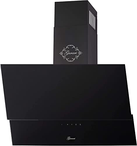 GURARI 268 9 BL Prime Dunstabzugshaube 90cm Kopffreihaube Schwarz Glas 1000m³/h mit Fernbedienung | Wandhaube Abluft/Umluft kopffrei Abzugshaube