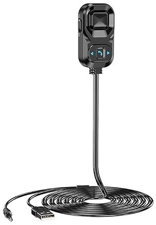 POFET Récepteur Bluetooth Transmetteur Bluetooth 5.1 Adaptateur Aux Bluetooth de Voiture avec Microphone Prise en Charge des appels Mains Libres Prise en Charge de l'assistant Vocal