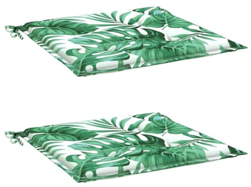 vidaXL Stuhlkissen 2 STK. Blattmuster 40x40x4 cm Stoff