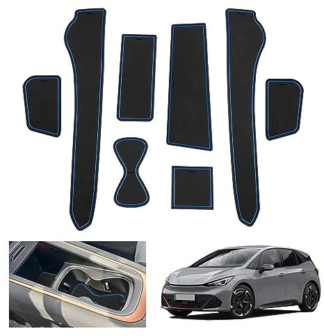 GAFAT Kompatibel mit Cupra Born VZ EV 2022-2025 2026 Antirutschmatten, Facelift Born 2025 Gummimatten rutschfest Non-Slip, Mittelkonsole, Aufbewahrungsbox, Türnaht Matten, Born Zubehör (Blau)
