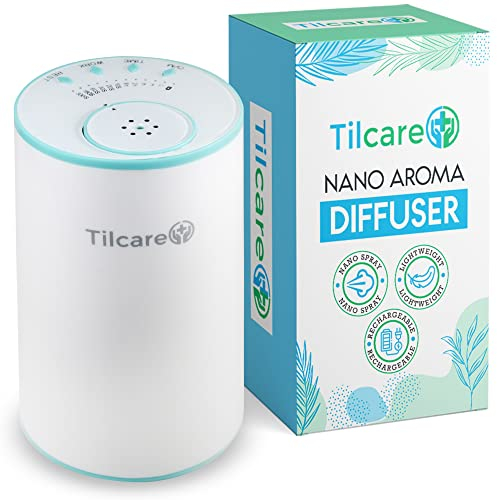 Difusor de aceites Esenciales sin Cable, sin Agua y Nano para aromaterapia - Difusor de aceites Esenciales Recargable - Difusor Moderno y nebulizador terapéutico para el hogar y los Viajes - Blanco