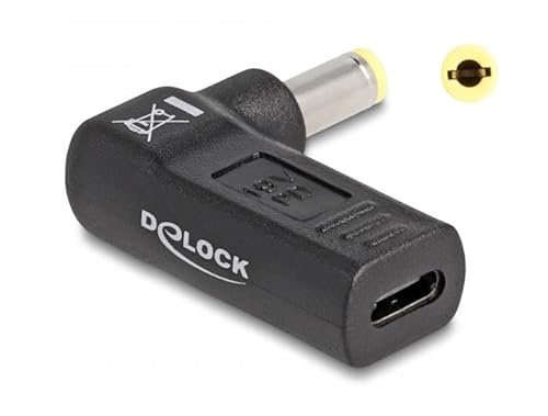 DeLOCK Adapter für Laptop-Ladekabel USB Type-C⢠Buchse auf 5,5 x 2,5 mm Stecker 90° abgewinkelt