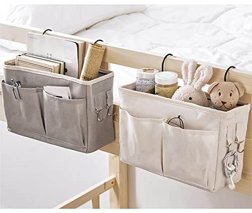 BVCED Hängekorb, Nachttisch-Caddy, Regalhalter, Nachttisch-Hängeaufbewahrungstasche für Kopfteile, Wickeltisch, Etagenbett, Zubehör für Oberes Etagenbett (Weiß)