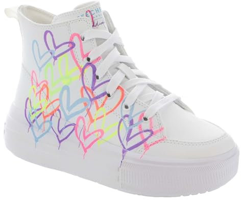 Skechers Girl's Hyperlift Ankle Boot, Colore: Bianco e Multicolore., 4 UK