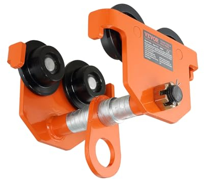 VEVOR Laufkatze 2Tonnen Tragfähigkeit Hallenkran 63,5-203,2mm Einstellbare Breite Kran 295x255x255mm Rollfahrwerk Doppelrad-Design Handfahrwerk für I- und H-Trägern Hallenkran Ladekran