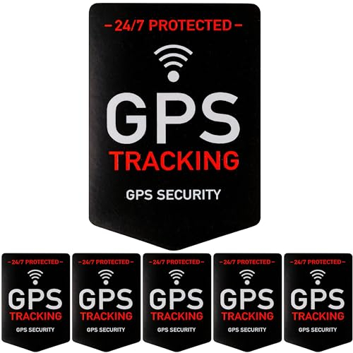 Aufkleber Set GPS TRACKING, 6 Stück, 5 x 3,5 cm, selbstklebende Folie, außenklebend, Warnhinweis Sticker Innen- und Außenbereich, Diebstahl Schutz Klebesticker, Hinweissticker GPS alarmgesichert