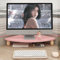 TUJOBA Eck Monitorständer Rosa Hölzerne Eckmonitorerhöhung, Stabiler, Platzsparender Bogenständer für Den Schreibtisch, Eckcomputerregal, Desktop-Organisation für Laptop/Fernseher/All-in-One-PC