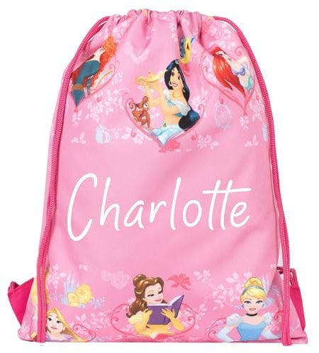 Disney Personalisierte Tasche mit Kordelzug für Kinder, PE-Beutel – Schultasche für Kinder – personalisiertes Geschenk für Mädchen – Schwimmtasche für Mädchen, Lila (Rosa), rose, Einheitsgröße