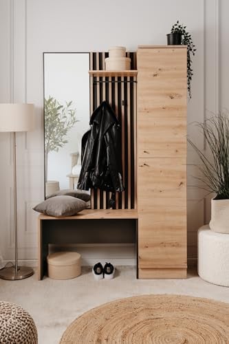 Kompaktgarderobe >Medan< in Dekor Artisan Oak/anthrazit - 122x190x37cm (BxHxT)