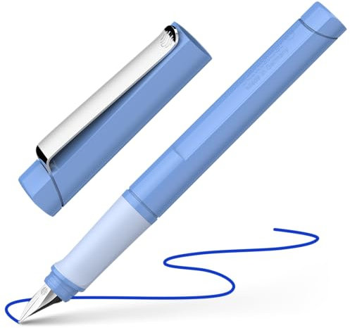 Schneider 160225 Base Füller (Rechtshänder, M-Feder, inkl. Tintenpatrone königsblau) sky blue