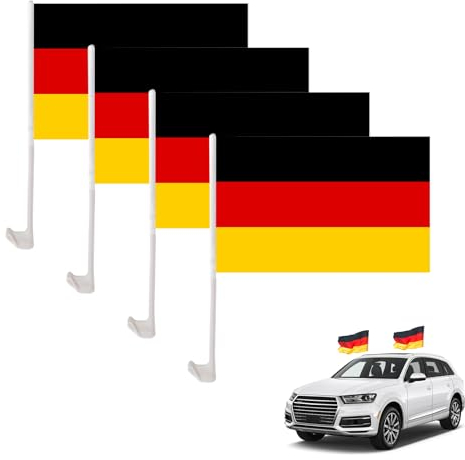 Deutschland Flagge für Auto, 45x30 cm Autofahne Deutschland, Autofensterfahne, Autofensterflagge mit 43cm Kunststoffmast, Fussball EM 2024 Fanartikel (4)