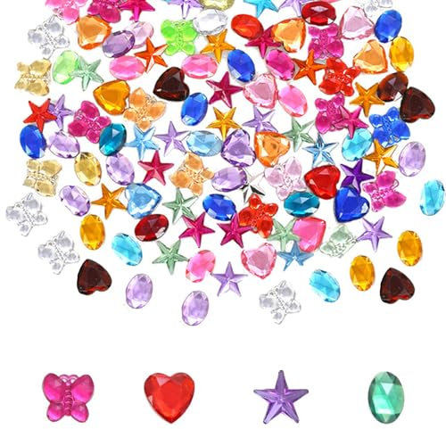 HEOUCH 200 Stück Acryl Diamanten für Kinder, Transparent Gemas Kinder, Bunt Edelsteine Kinder, Füller Dekoration, Geeignet für Kostüme, Partys, Landschaftsdekoration, DIY Schöne Geschenke