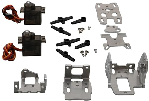 HDWSNXW Drohnenzubehör, 1 Set für programmierbaren Roboter, Doppelachsen-Servo für Lufteinheit, Kamera, PTZ-Montage-Basis, Kopf-Tracker, Gimbal-Halterung für RC-Flugzeug, Drohnenteil (mit 2 Servos)