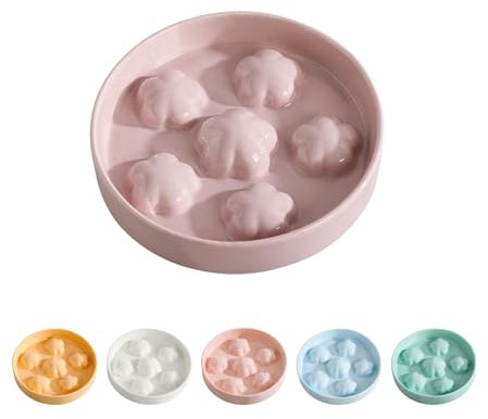 Gamelle Anti-Glouton Chat en Céramique - Bol pour Alimentation Lente Style Pastel - Anti-Vomissement avec Labyrinthe Interactif - Violet - 16 x 3 cm