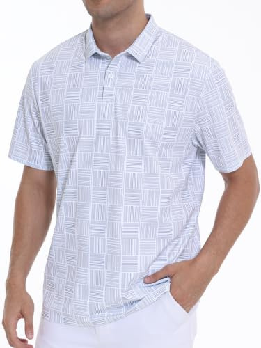 YuKaiChen Men's Short Sleeve Golf Polo Shirts UK | Breathable & moisture wicking , quick dry, printed top for sports,work & casual