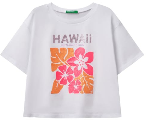 United Colors of Benetton Mädchen 35ryc10oz T-Shirt, Weiß, 122 cm