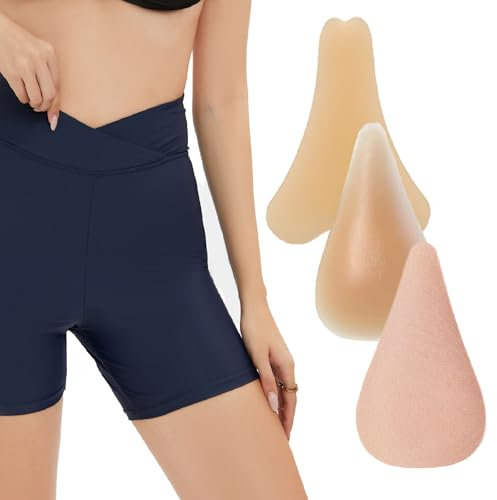 POMAMZ 3pcs Adhesive Camel Toe Concealer, Reusable Silicone Soft Pad, Seamless Anti Camel Toe Cover Underwear, Y-Shape Invisible Silicone Pad Guard for Women Swimwear, Bikini, Yoga Pants (Beige)