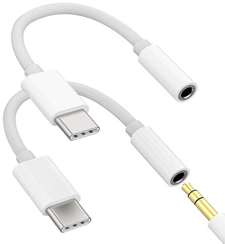 Rizzor 2 Pack USB C to 3.5mm Headphone Adapter Aux, USB C to Aux Audio Dongle Cable for iPhone 16/15, Samsung Galaxy S24/S23/S22 Ultra, Xiaomi and More Type C Devices