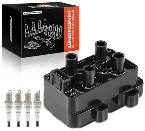 Frankberg 1x Zündspule + 4x Zündkerze Benzin Kompatibel mit Clio II BB CB 1.2L 2.0L 1998-2020 Kangoo Express FC0/1 1.2L 1997-2020 Twingo I C06 1.2L 1996-1998 Replace# 7700872834