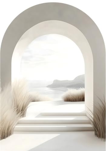 STYLER Glasbild Pulau 70x100 cm – Traumhafte Küstenlandschaft mit sanfter Bogenarchitektur – Hochwertiges Kunstwerk in minimalistischem Design
