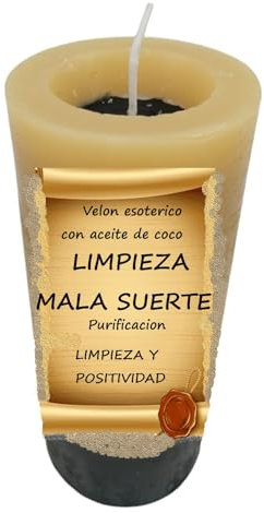 Vela Esotérica de LIMPIEZA Y MALA SUERTE. Con Aceite de Coco, Purificación y Positividad.