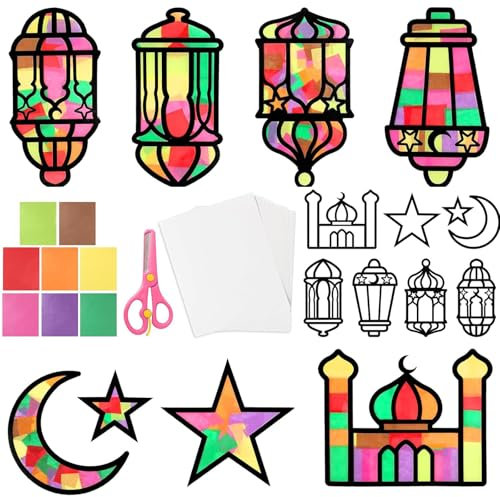 16 Fensterbilder, Ramadan Geschenke Kinder, Bayram Geschenke Kinder, Islamische Muslimische Party Ramadan Geschenke Eid Mubarak Geschenke für Kinder