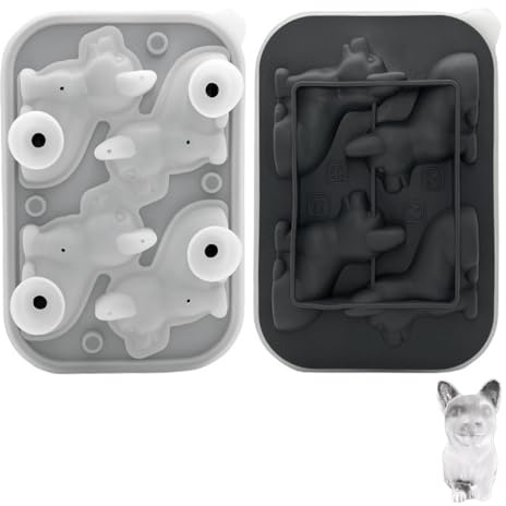 Dog Ice Cube Mold,4-Cavity Silicone 3D Labrador Ice Maker Multiple Dog Shape with Funnel for Freezer Ice Drink Juice Whiskey Iced Coffee Cocktail