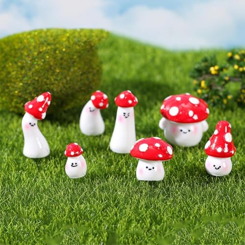 ZXCVWWE Mini-Pilze zum Basteln, kleine Feengarten-Pilze, kleine Harz-Pilze, Miniatur-Statue, für Feengarten, Bonsai, DIY, Mikro-Landschaft, Terrarium, Dekoration, 7 Stück