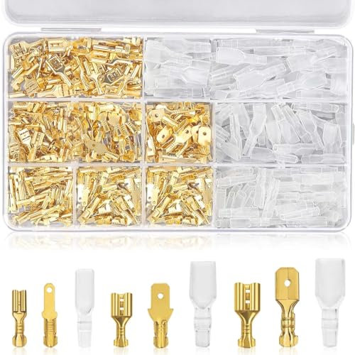 Set di capicorda da 450 pezzi, 2,8 mm, 4,8 mm, 6,3 mm, connettore piatto maschio e femmina, assortimento di capicorda piatto per auto, moto, auto